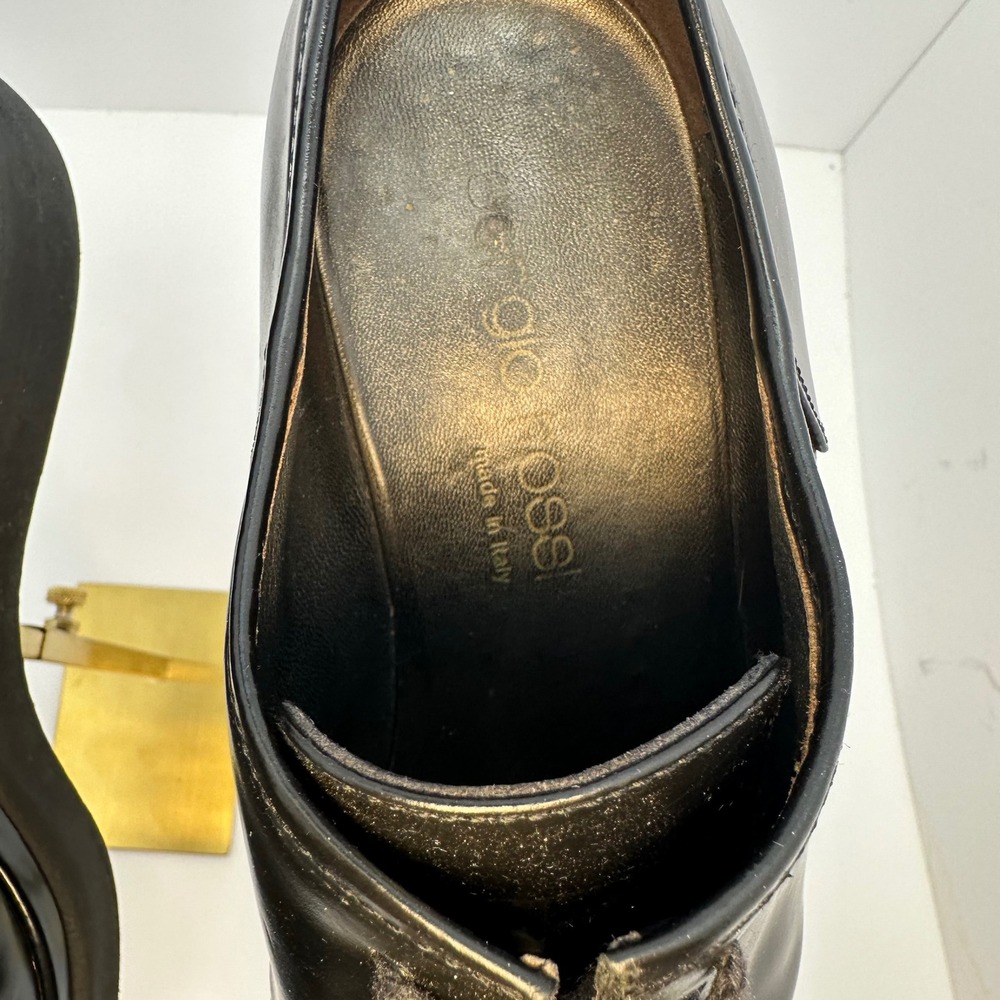 Sergio Rossi Black Leather Platform Oxfords Lace Up Shoes Italy Size 38.5 - Picture 5 of 15